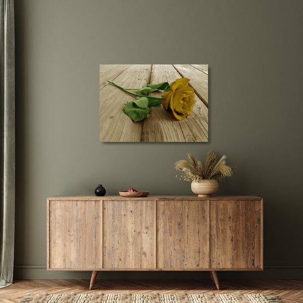 Staklena slika - Vintage žute ruže (70x50 cm)