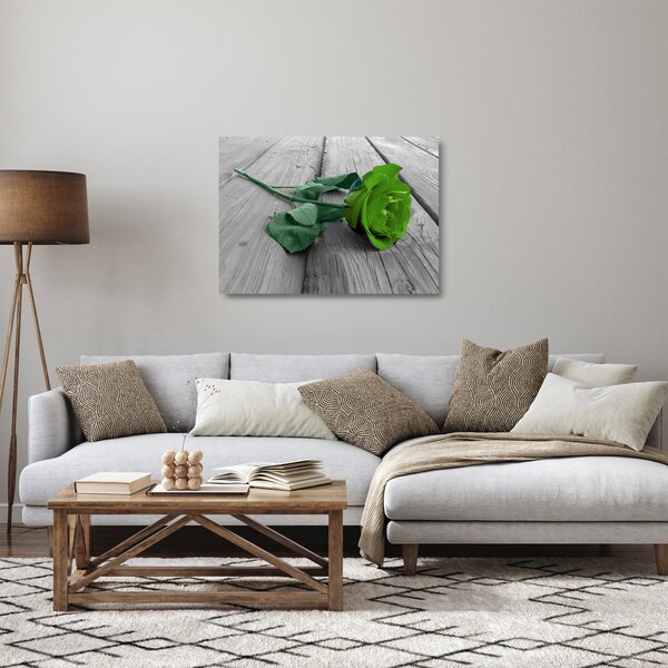 Staklena slika - Zelena ruža (70x50 cm)