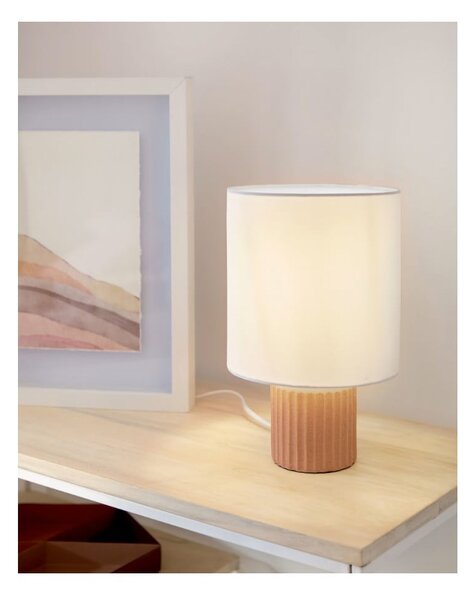 Stolna lampa s tekstilnim sjenilom u bijeloj prirodnoj boji (visina 28 cm) Eshe - Kave Home