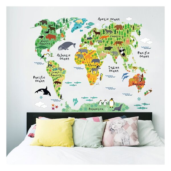 Dječja zidna naljepnica World Map Ambiance, 73 x 95 cm