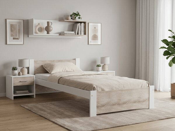 Krevet IKAROS 90 x 200 cm, bijela/hrast sonoma Podnica: Bez podnice, Madrac: Madrac Deluxe 10 cm