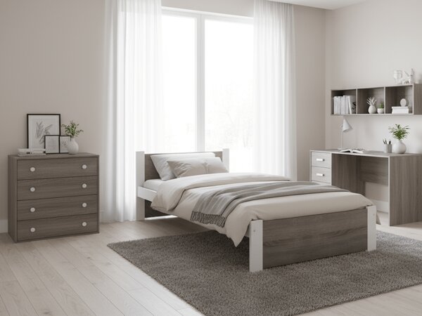 Krevet IKAROS 90 x 200 cm, bijela/tartuf hrast Podnica: Sa podnicom od letvi, Madrac: Bez madraca