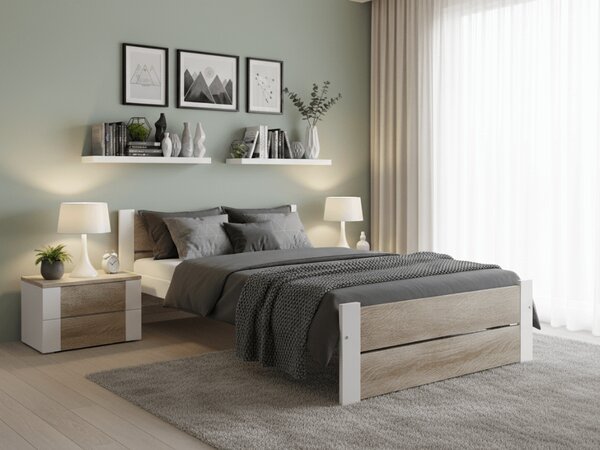 Krevet IKAROS DOUBLE 90 x 200 cm, bijela/hrast sonoma Podnica: Bez podnice, Madrac: Bez madraca
