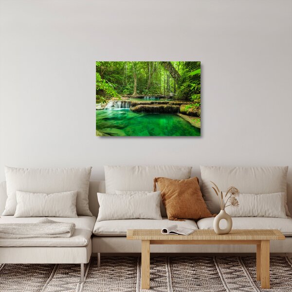 Staklena slika - Zeleni vodopad (70x50 cm)
