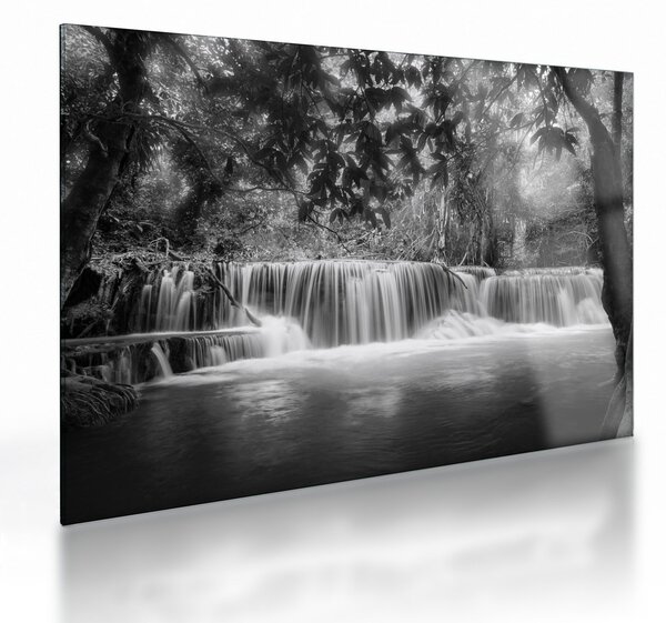Staklena slika - Crno bijeli vodopad (70x50 cm)