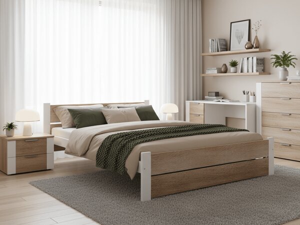 Krevet IKAROS DOUBLE 120 x 200 cm, bijela/hrast sonoma Podnica: Bez podnice, Madrac: Bez madraca