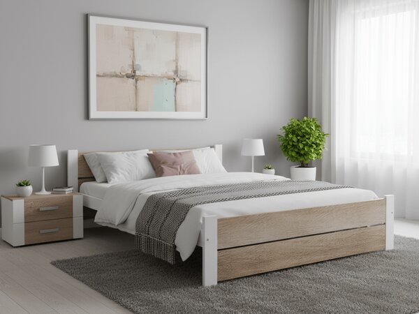 Krevet IKAROS DOUBLE 120 x 200 cm, bijela/hrast sonoma Podnica: Bez podnice, Madrac: Bez madraca