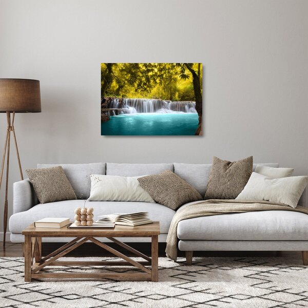 Staklena slika - Vodopad, sa svijetlim bojama (70x50 cm)
