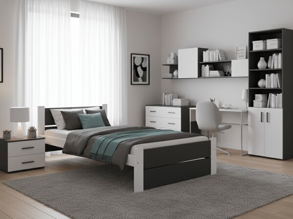Krevet IKAROS DOUBLE 90 x 200 cm, antracit/bijela Podnica: Bez podnice, Madrac: Bez madraca