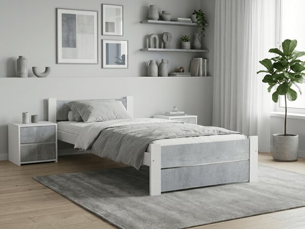 Krevet IKAROS DOUBLE 90 x 200 cm, beton/bijela Podnica: Sa lameliranom podnicom, Madrac: Bez madraca