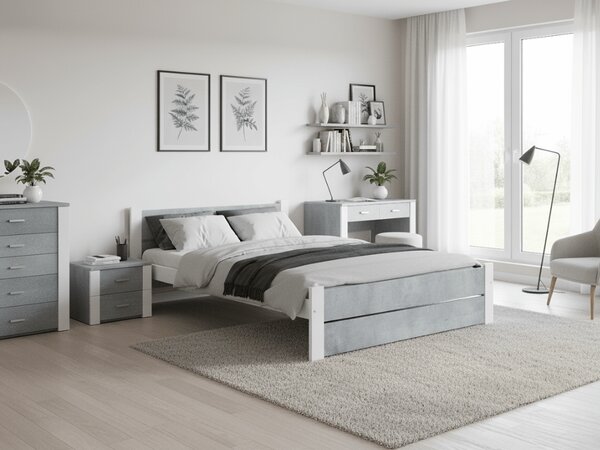 Krevet IKAROS DOUBLE 160 x 200 cm, beton/bijela Podnica: Bez podnice, Madrac: Bez madraca