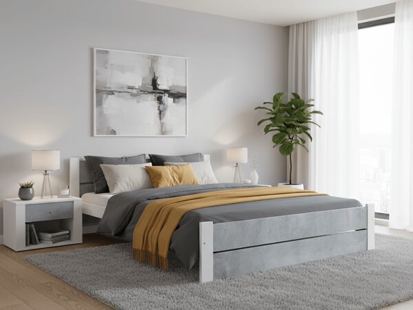 Krevet IKAROS DOUBLE 160 x 200 cm, beton/bijela Podnica: Bez podnice, Madrac: Bez madraca
