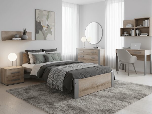 Krevet IKAROS 90 x 200 cm, hrast sonoma/siva Podnica: Sa podnicom od letvi, Madrac: Bez madraca