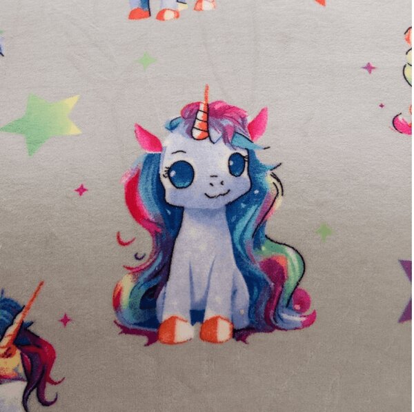Posteljina mikropliš CUTE UNICORN siva Dimenzije posteljine: 70 x 80 cm | 140 x 200 cm