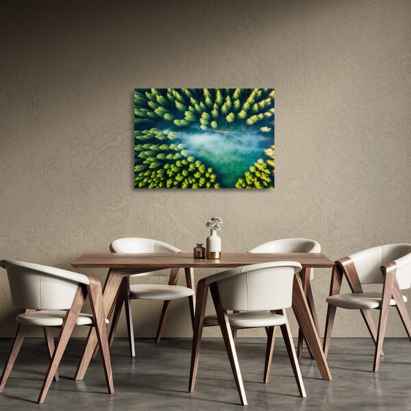 Staklena slika - Šuma obavijena maglom (70x50 cm)