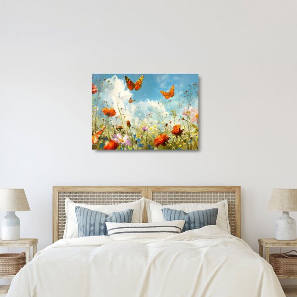 Staklena slika - Leptiri na ljetnoj livadi (70x50 cm)