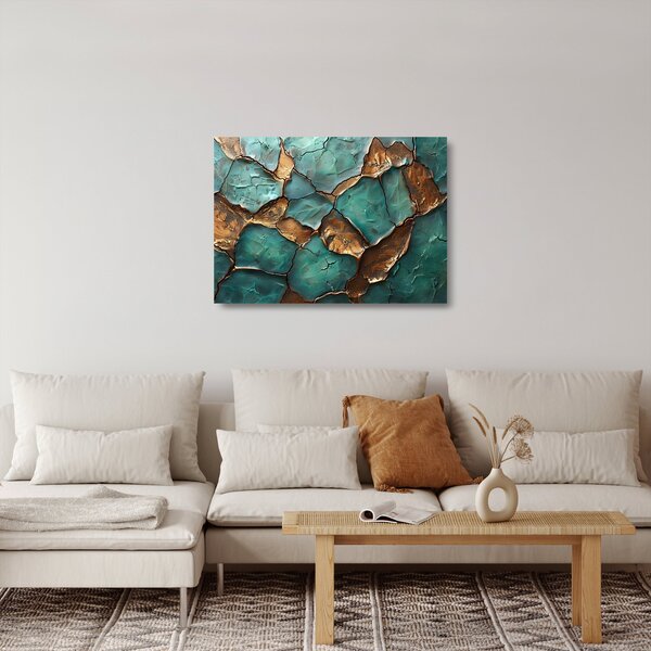 Staklena slika - Zeleno-zlatna slika (70x50 cm)