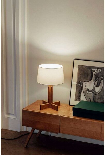 Stolne Lampa Santa & Cole, prigušiv, Bijela, Dnevna soba, Drvo