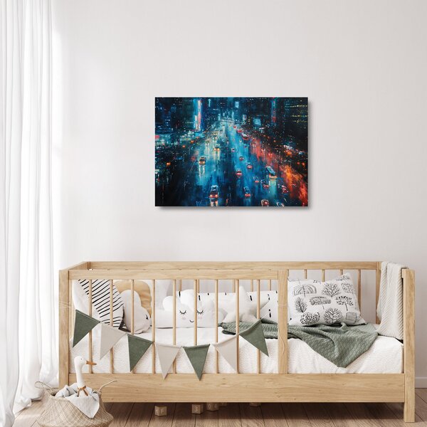 Staklena slika - Veliki grad, ulje na platnu (70x50 cm)