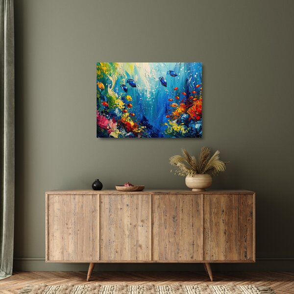 Staklena slika - Slikanje podvodnog svijeta (70x50 cm)