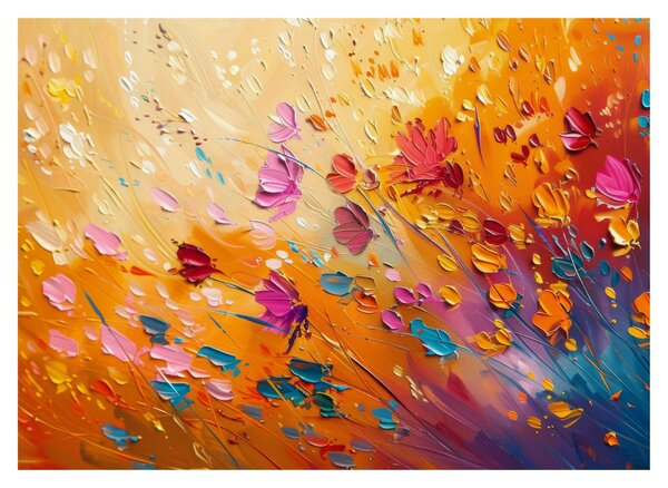 Staklena slika - Slikanje šarenog cvijeća (70x50 cm)