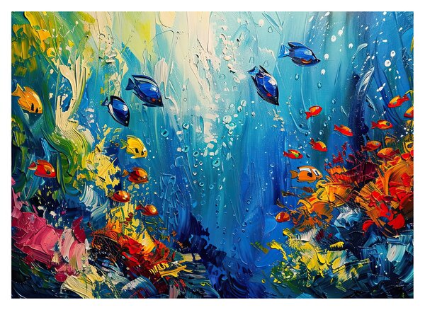Staklena slika - Slikanje podvodnog svijeta (70x50 cm)