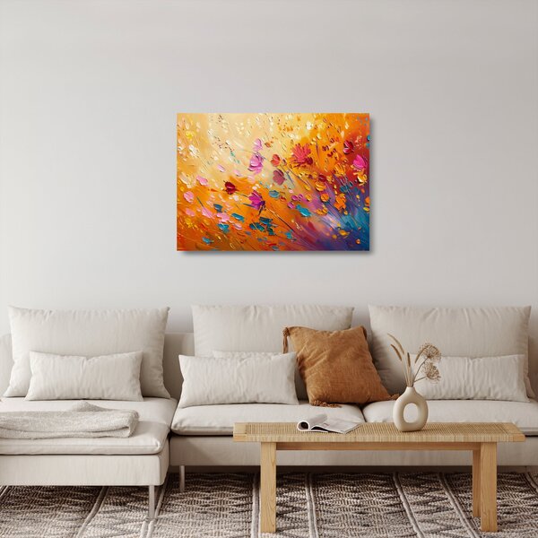 Staklena slika - Slikanje šarenog cvijeća (70x50 cm)