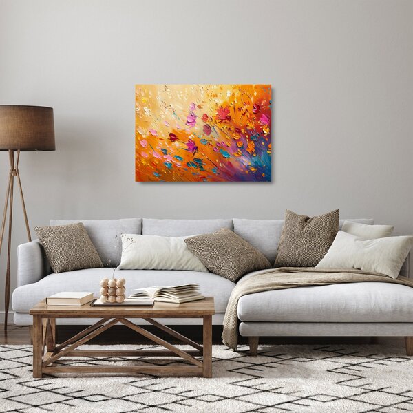 Staklena slika - Slikanje šarenog cvijeća (70x50 cm)