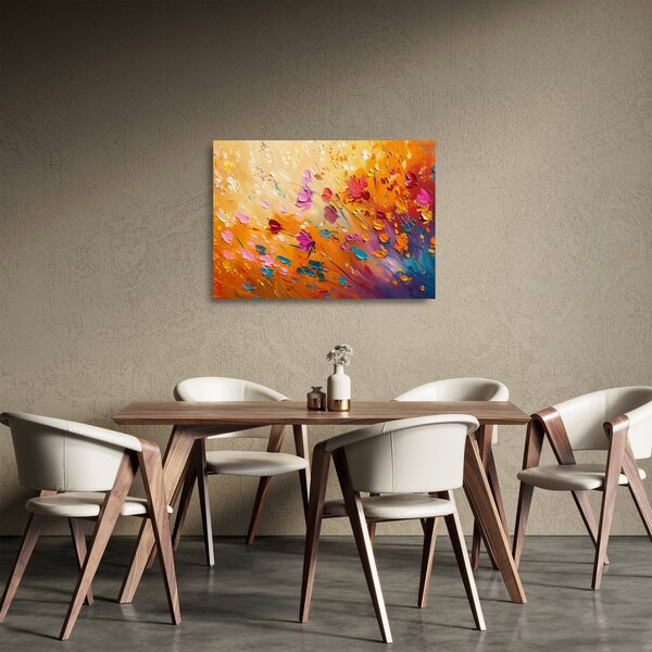 Staklena slika - Slikanje šarenog cvijeća (70x50 cm)