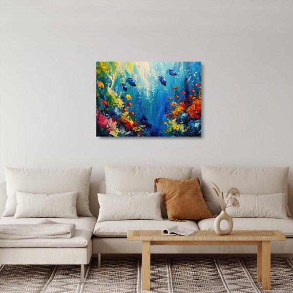 Staklena slika - Slikanje podvodnog svijeta (70x50 cm)