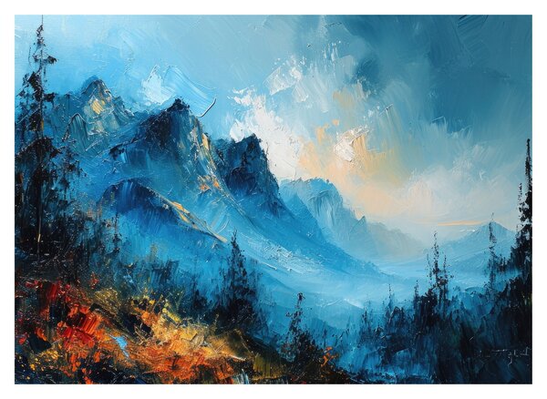 Staklena slika - Slikanje planina (70x50 cm)