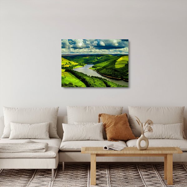Staklena slika - Zeleni krajolik (70x50 cm)
