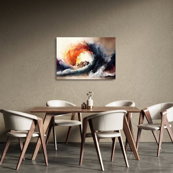 Staklena slika - U vrtlogu poplave, akvarel (70x50 cm)