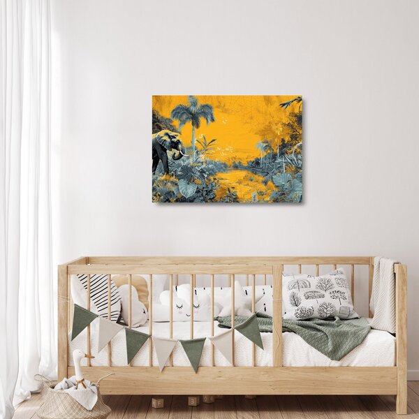 Staklena slika - Slon u prirodi (70x50 cm)
