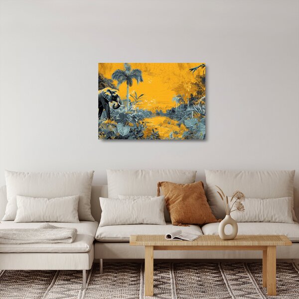 Staklena slika - Slon u prirodi (70x50 cm)