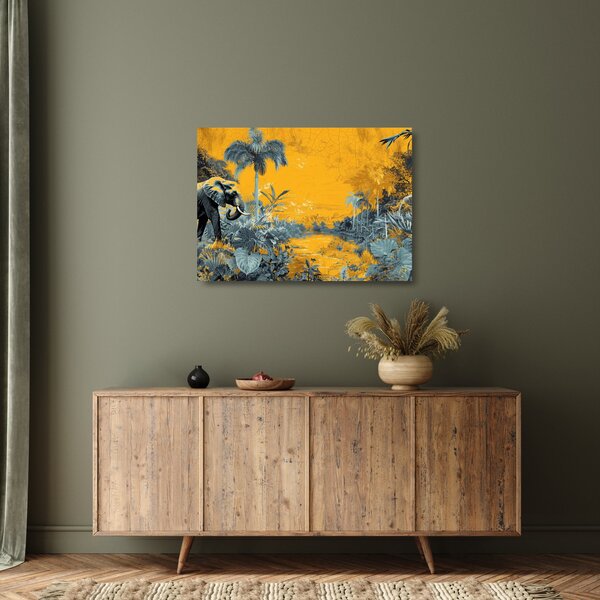 Staklena slika - Slon u prirodi (70x50 cm)