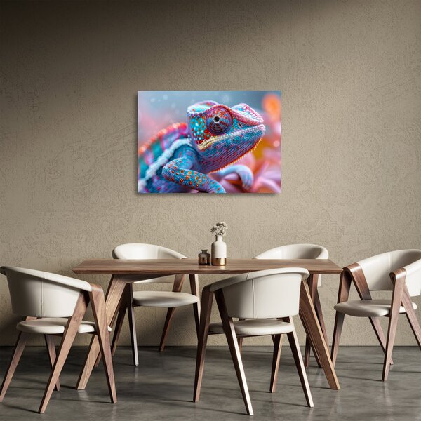 Staklena slika - Šareni kameleon (70x50 cm)