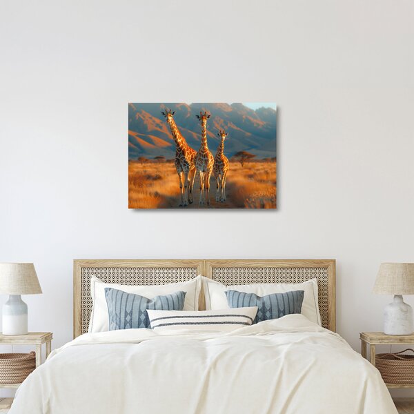Staklena slika - Žirafe na pašnjaku (70x50 cm)