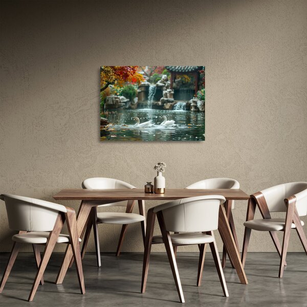 Staklena slika - azijski ribnjak (70x50 cm)