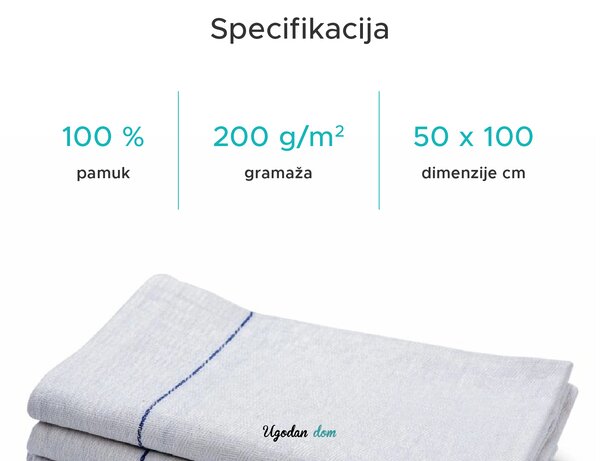 Medicinski ručnik MEDI 50 x 100 cm, 100% pamuk