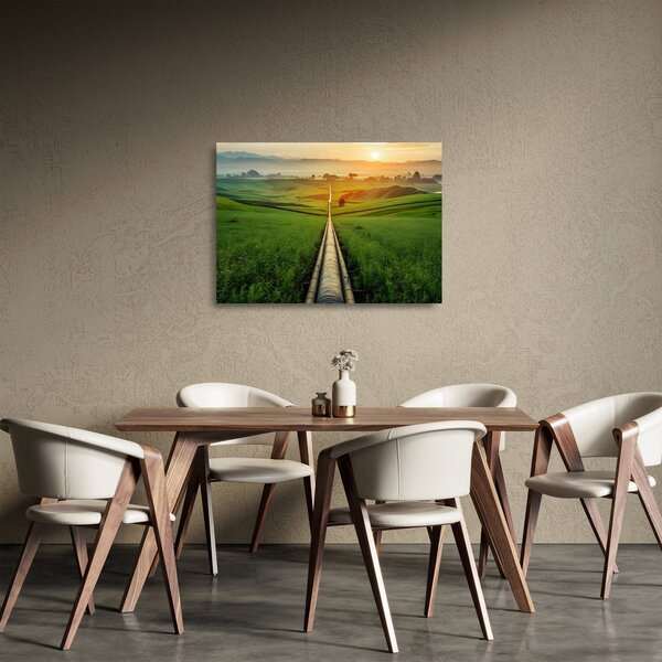 Staklena slika - Izlazak sunca nad dolinom (70x50 cm)