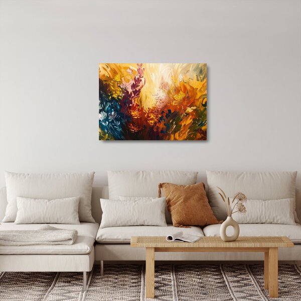 Staklena slika - Apstraktna slika cvijeća (70x50 cm)