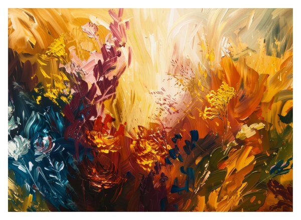 Staklena slika - Apstraktna slika cvijeća (70x50 cm)