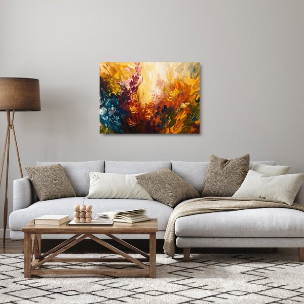 Staklena slika - Apstraktna slika cvijeća (70x50 cm)