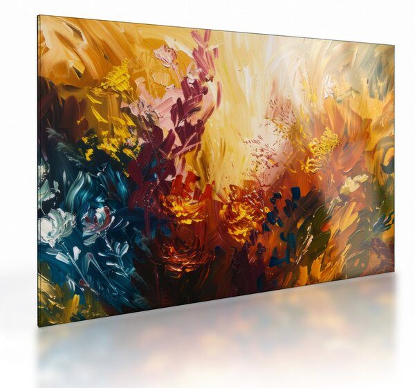 Staklena slika - Apstraktna slika cvijeća (70x50 cm)