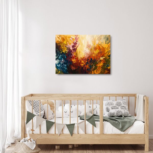 Staklena slika - Apstraktna slika cvijeća (70x50 cm)