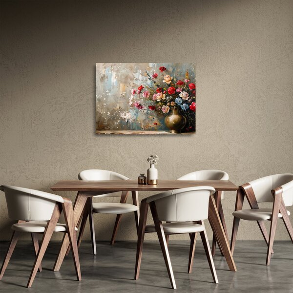 Staklena slika - Vaza s cvijećem (70x50 cm)