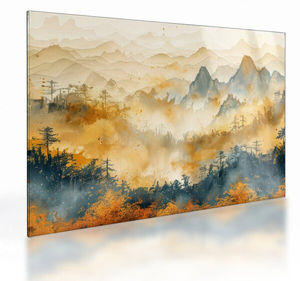 Staklena slika - Planine, akvarel (70x50 cm)