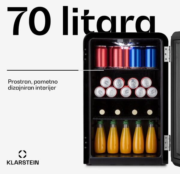 Klarstein PopLife 70L, hladnjak za napitke, hladnjak, 70 litara, 0 - 10 ° C, retro dizajn