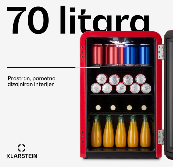 Klarstein PopLife 70L, hladnjak za napitke, hladnjak, 70 litara, 0 - 10 ° C, retro dizajn